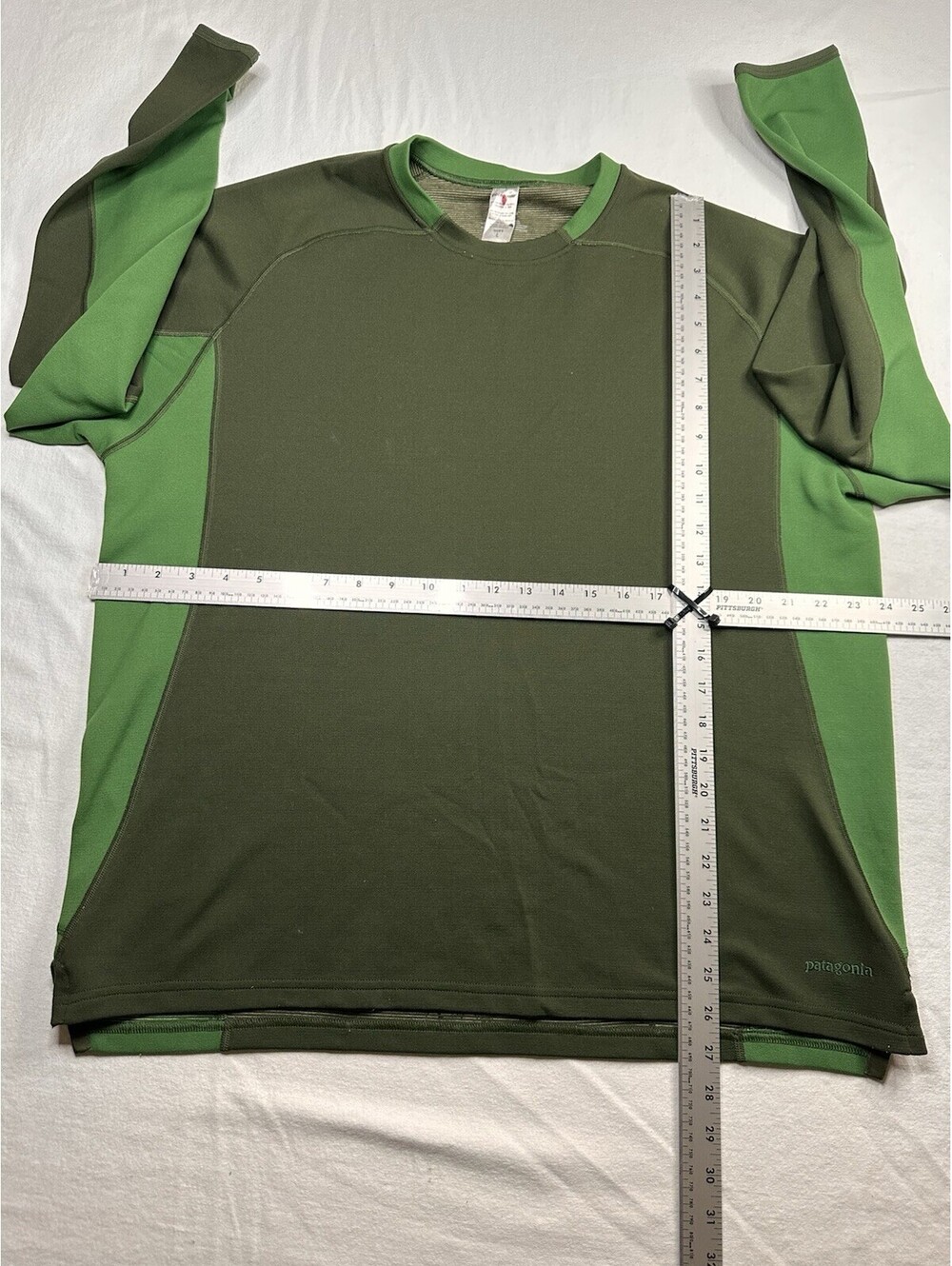 Patagonia Men’s Green Striped Capilene Long Sleeve Shirt Size L - Picture 3 of 6